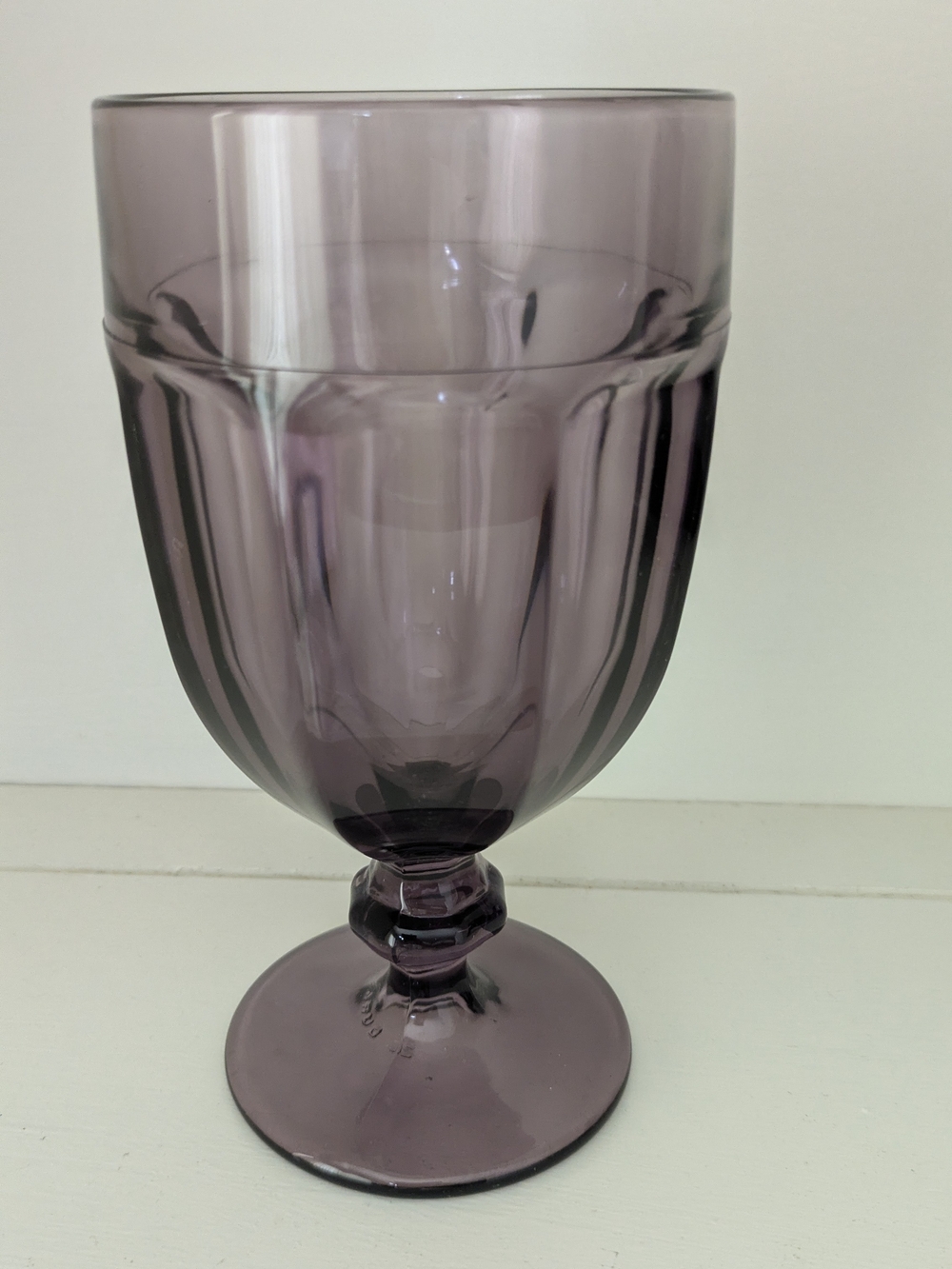 Vtg Libbey Gibraltar Duratuff Purple Amethyst Footed Goblet Ice Tea Glasses